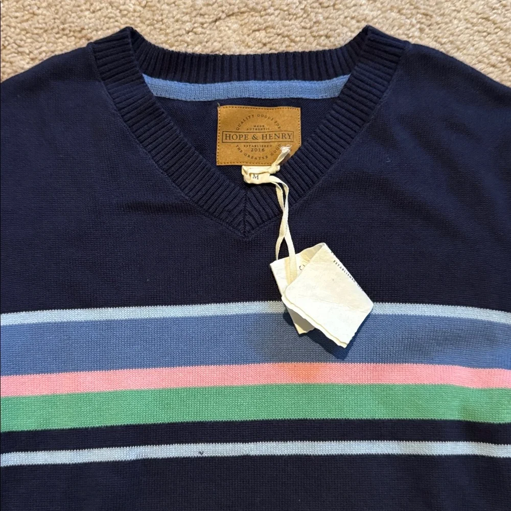 Hope & Henry Boys Navy organic Sweater M - Picture 2 of 2